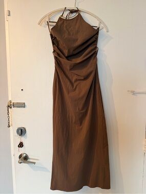 Zara Brown Halter Neck Maxi Dress